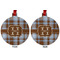 Two Color Plaid Metal Ball Ornament - Front and Back