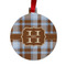 Two Color Plaid Metal Ball Ornament - Front