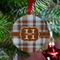 Two Color Plaid Metal Ball Ornament - Lifestyle