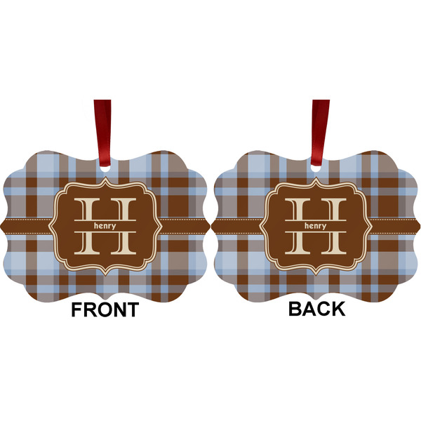 Two Color Plaid Metal Benilux Ornament - Front and Back (APPROVAL)