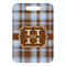 Two Color Plaid Metal Luggage Tag - Front Without Strap