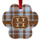 Two Color Plaid Metal Paw Ornament - Front