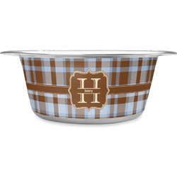 Two Color Plaid Stainless Steel Dog Bowl - Large (Personalized)