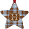 Two Color Plaid Metal Star Ornament - Front