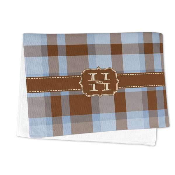 Two Color Plaid Microfiber Dish Towel - FOLDED HALF