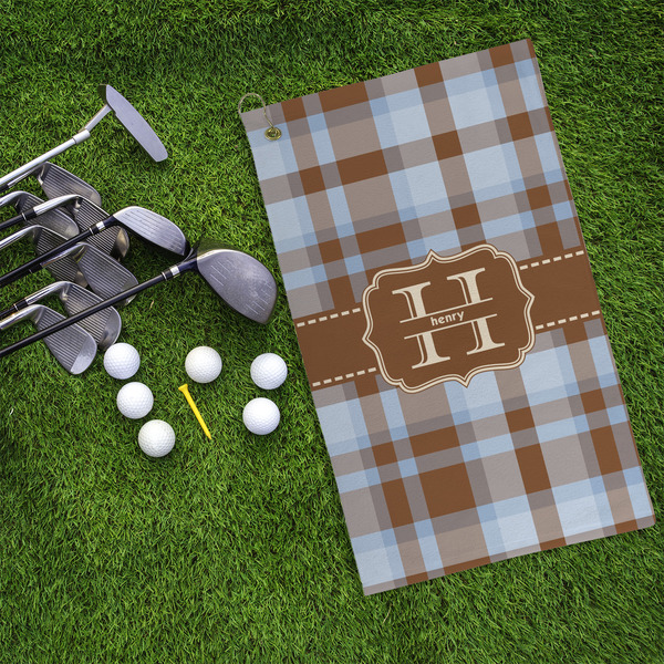 Two Color Plaid Microfiber Golf Towels - LIFESTYLE