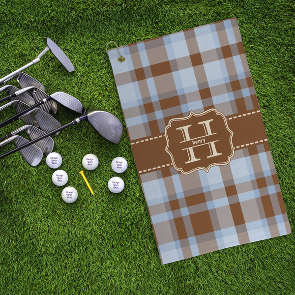 Two Color Plaid Microfiber Golf Towels - LIFESTYLE