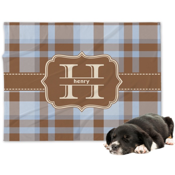 Custom Two Color Plaid Dog Blanket - Large (Personalized)