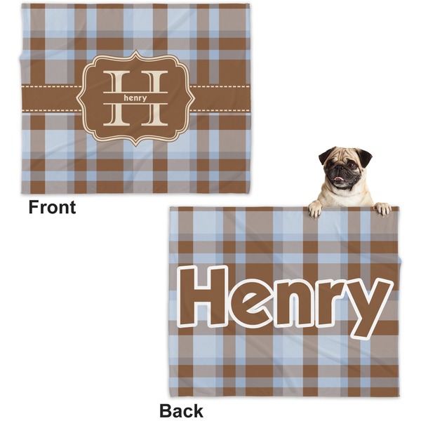 Two Color Plaid Microfleece Dog Blanket - Large- Front & Back