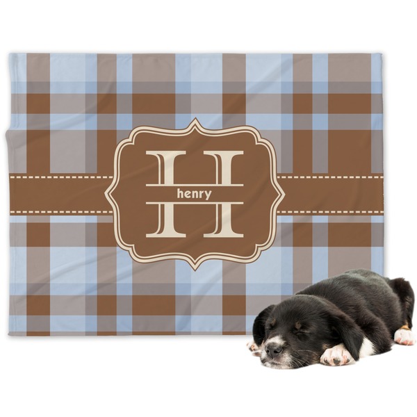 Custom Two Color Plaid Dog Blanket - Regular (Personalized)