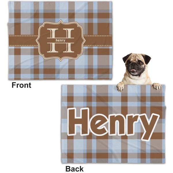 Two Color Plaid Microfleece Dog Blanket - Regular - Front & Back