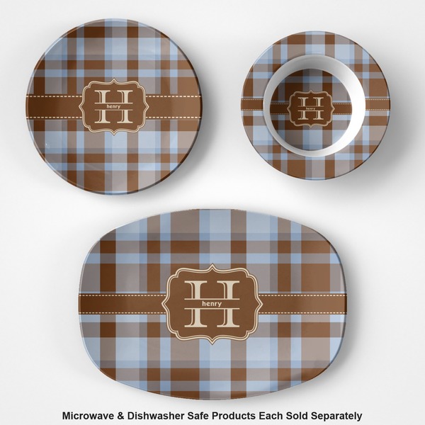 Two Color Plaid Microwave & Dishwasher Safe CP Plastic Dishware - Group