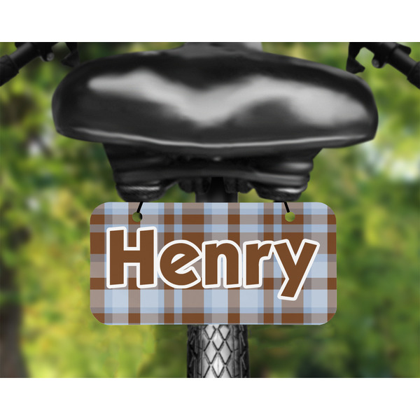 Two Color Plaid Mini License Plate on Bicycle - LIFESTYLE Two holes