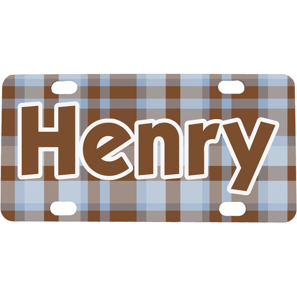 Custom Two Color Plaid Mini / Bicycle License Plate (4 Holes) (Personalized)