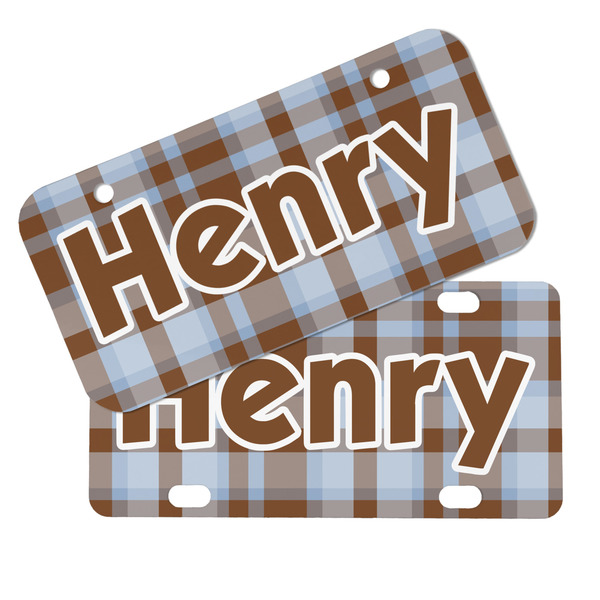 Two Color Plaid Mini License Plates - MAIN (4 and 2 Holes)