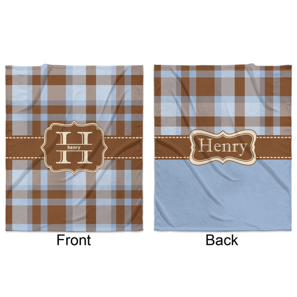 Two Color Plaid Minky Blanket - 50"x60" - Double Sided - Front & Back