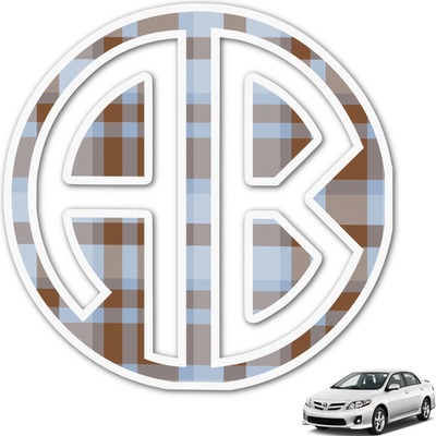 Two Color Plaid Monogram Car Decal (Personalized)