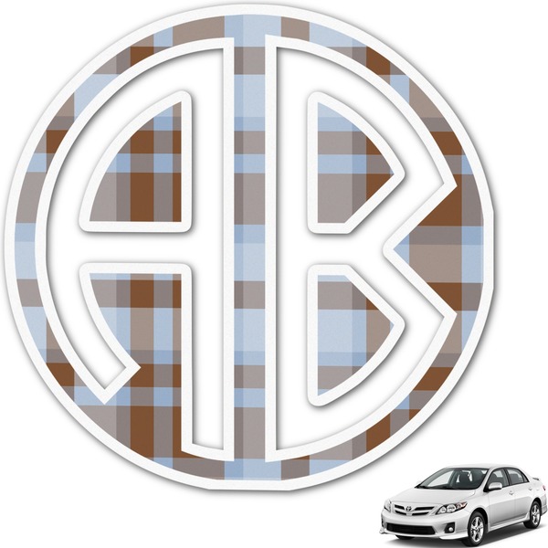 Custom Two Color Plaid Monogram Car Decal (Personalized)
