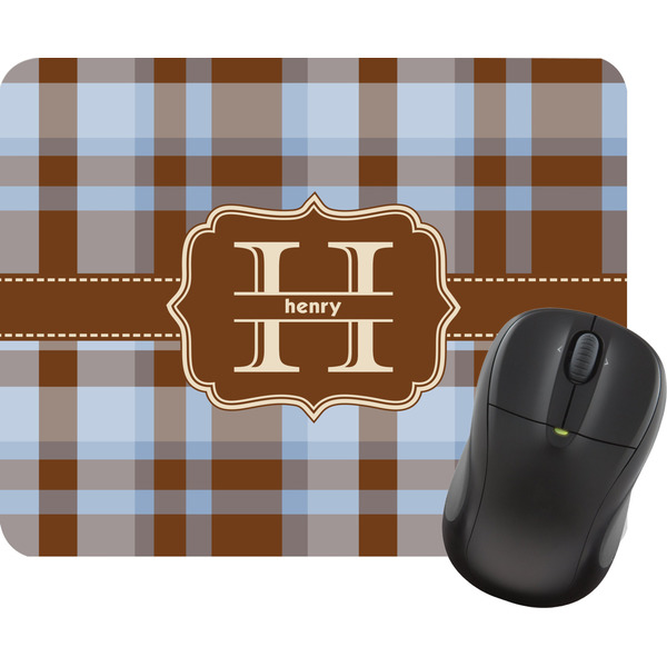 Custom Two Color Plaid Rectangular Mouse Pad (Personalized)