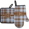 Two Color Plaid Oven Mitt & Pot Holder Set w/ Name and Initial