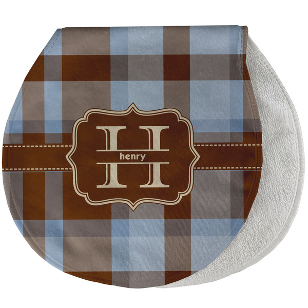 Custom Two Color Plaid Burp Pad - Velour w/ Name and Initial