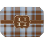 Two Color Plaid Dining Table Mat - Octagon (Single-Sided) w/ Name and Initial