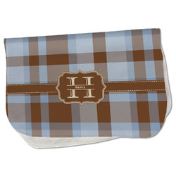 Two Color Plaid Burp Cloth - Fleece w/ Name and Initial