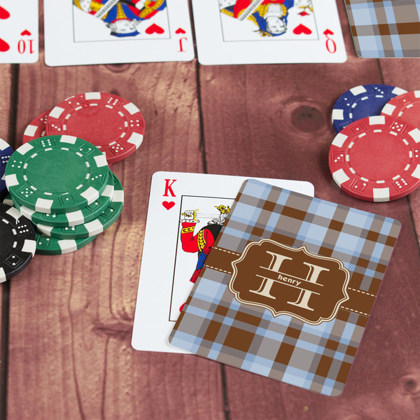 Two Color Plaid On Table with Poker Chips