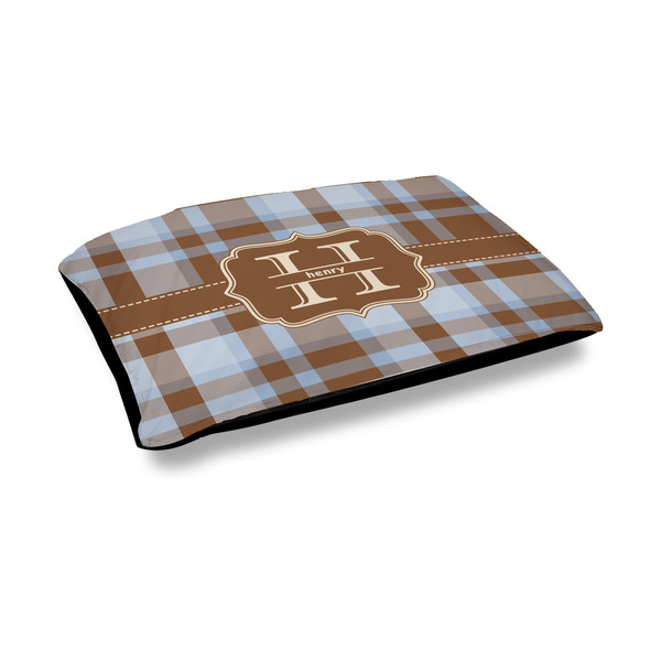 Custom Two Color Plaid Outdoor Dog Bed - Medium (Personalized)