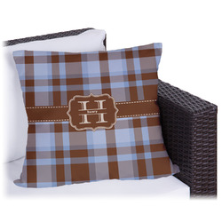 Two Color Plaid Outdoor Pillow - 20" (Personalized)
