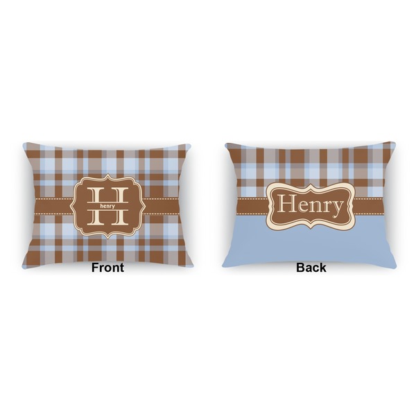 Two Color Plaid  Outdoor Rectangular Throw Pillow (Front and Back)