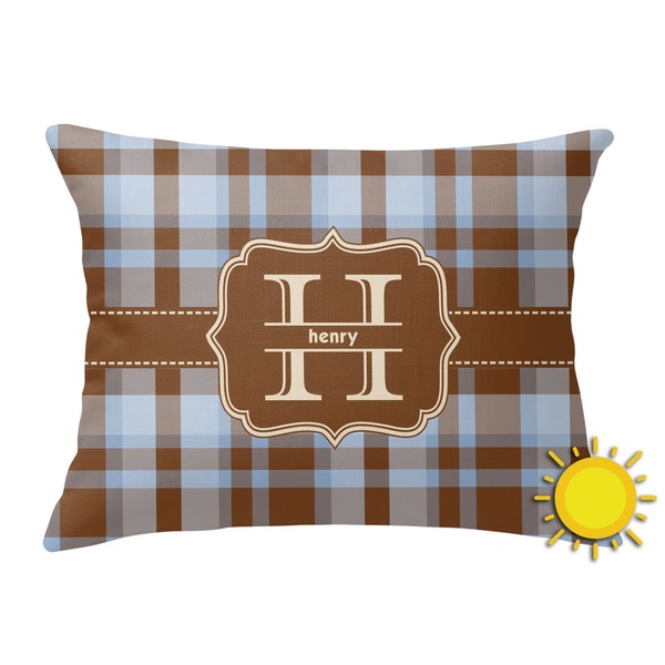 Custom Two Color Plaid Outdoor Throw Pillow (Rectangular) (Personalized)