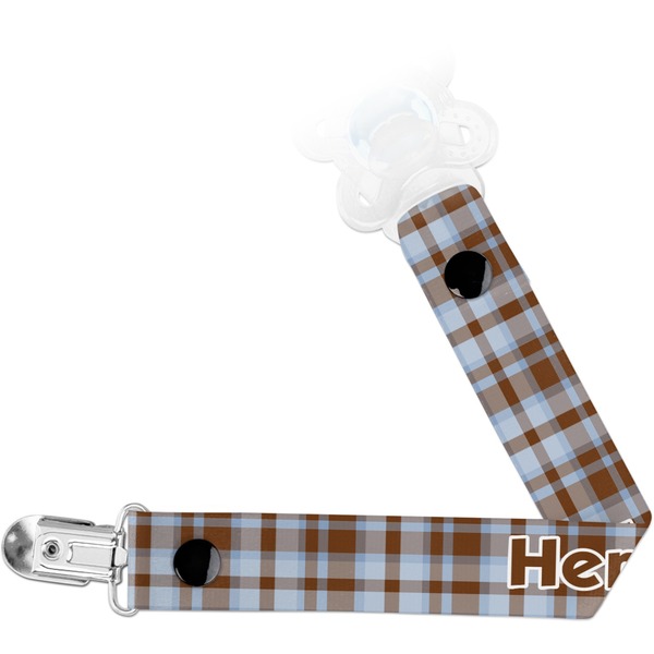 Custom Two Color Plaid Pacifier Clip (Personalized)