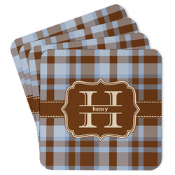 Two Color Plaid Paper Coasters w/ Name and Initial