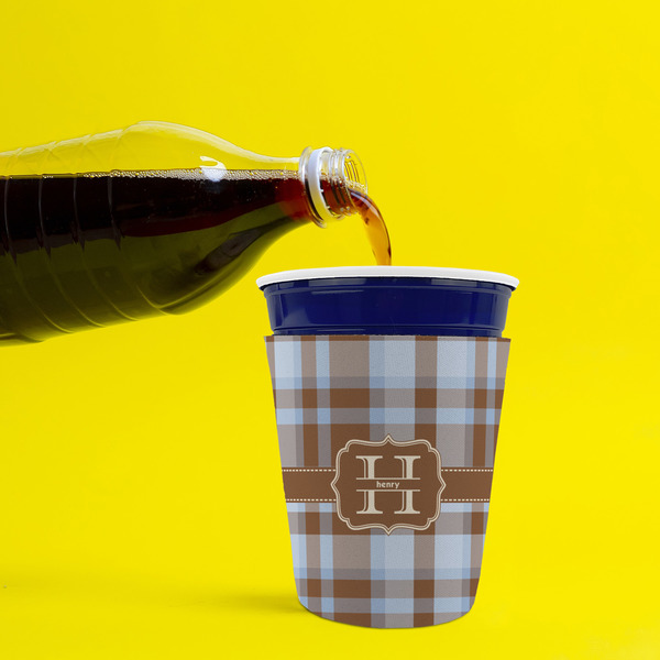 Two Color Plaid Party Cup Sleeves - without bottom - Lifestyle