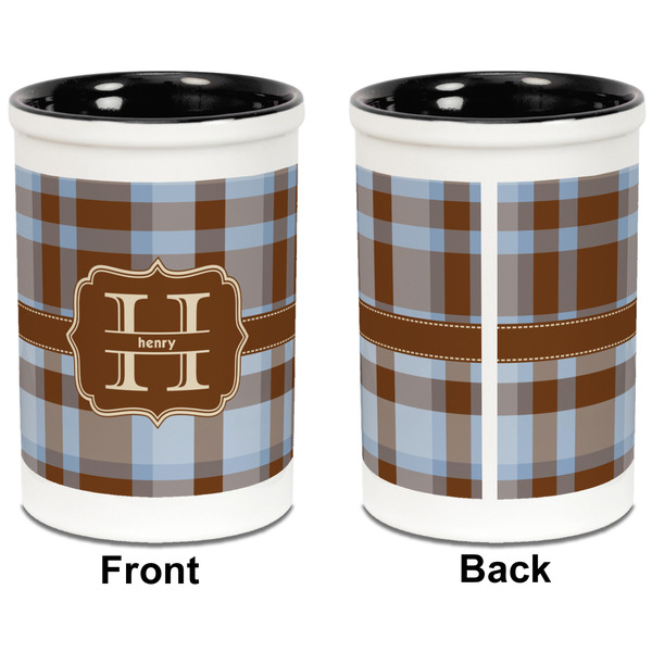 Two Color Plaid Pencil Holder - Black - approval