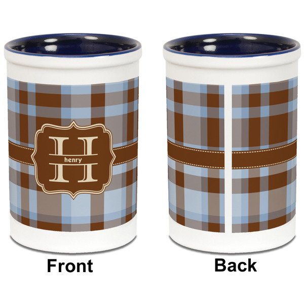 Two Color Plaid Pencil Holder - Blue - approval