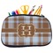 Two Color Plaid Neoprene Pencil Case - Medium w/ Name and Initial