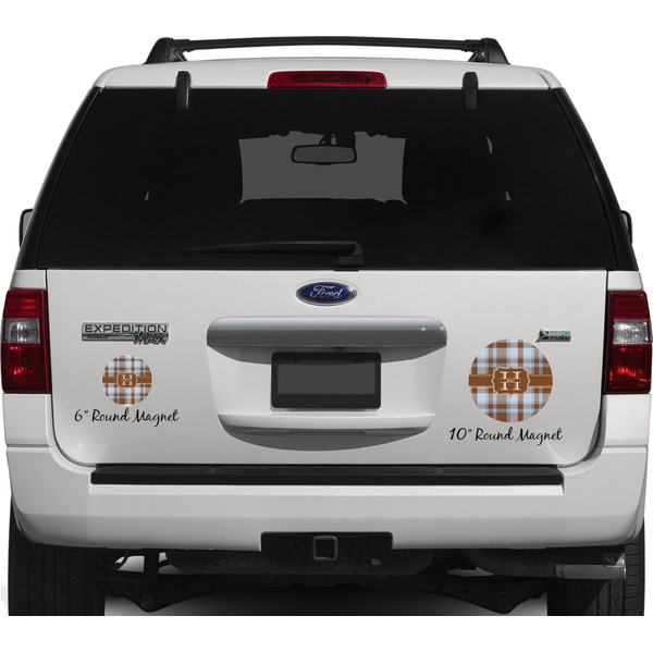 Two Color Plaid Personalized Car Magnets on Ford Explorer