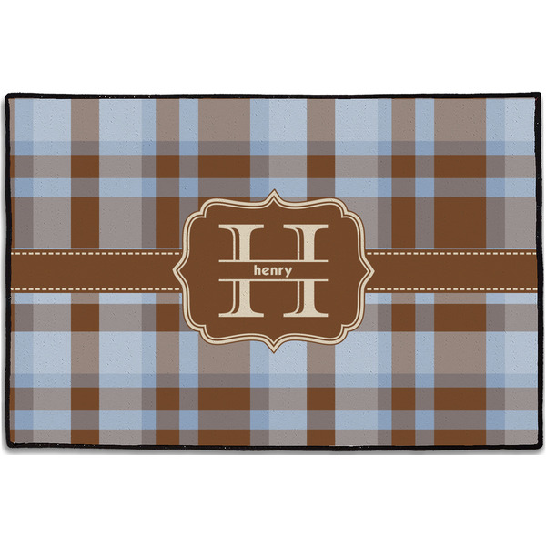 Two Color Plaid Personalized Door Mat - 36x24 (APPROVAL)