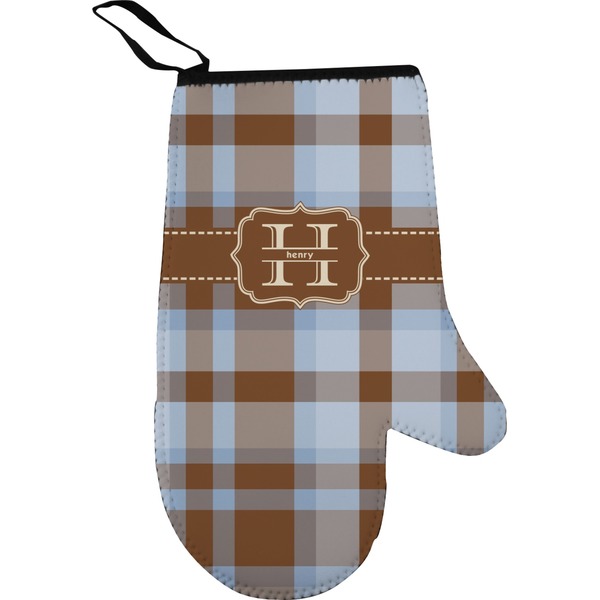 Two Color Plaid Personalized Oven Mitt