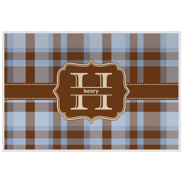 Custom Two Color Plaid Laminated Placemat w/ Name and Initial