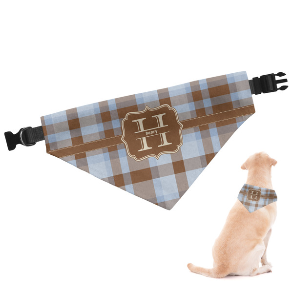 Custom Two Color Plaid Dog Bandana - Large (Personalized)