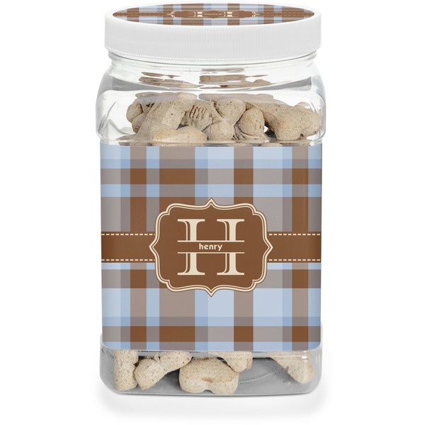 Custom Two Color Plaid Dog Treat Jar (Personalized)