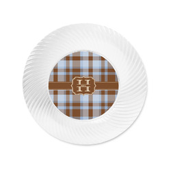 Two Color Plaid Plastic Party Appetizer & Dessert Plates - 6" (Personalized)