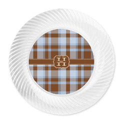 Two Color Plaid Plastic Party Dinner Plates - 10" (Personalized)