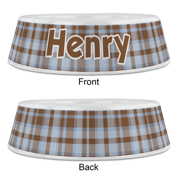 Two Color Plaid Plastic Pet Bowls - Large - APPROVAL
