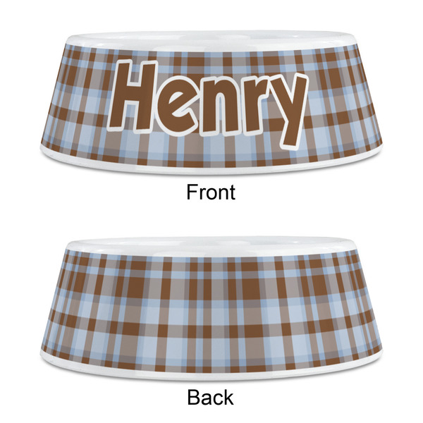 Two Color Plaid Plastic Pet Bowls - Medium - APPROVAL