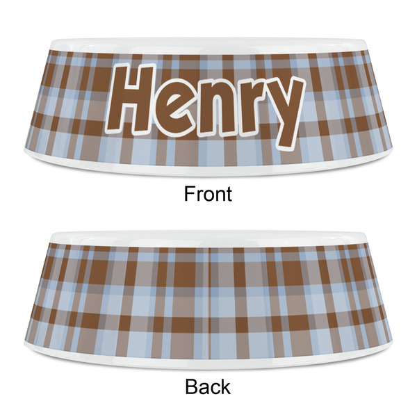 Two Color Plaid Plastic Pet Bowls - Small - APPROVAL