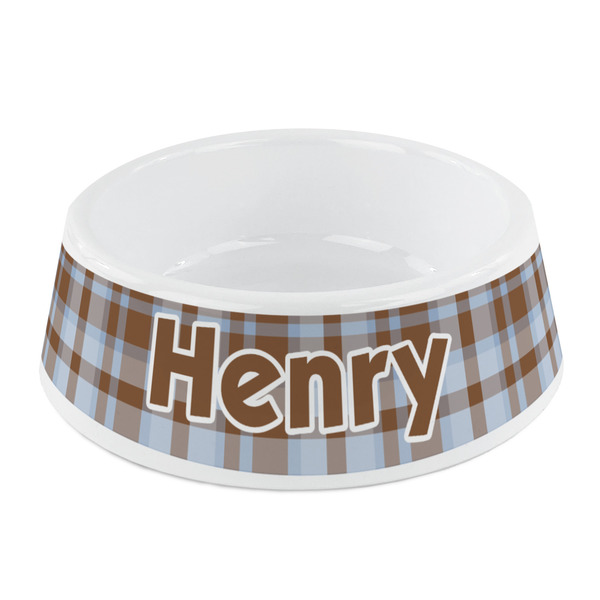 Custom Two Color Plaid Plastic Dog Bowl - Small (Personalized)